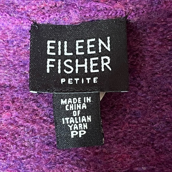 Eileen Fisher Purple Wool Blend Cardigan Sweater Sz Petite - Picture 6 of 7